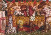 Dante Gabriel Rossetti How Sir Galahad,Sir Bors and Sir Percival were Fed with the Sanc Grael But Sir Percival's Sister Died by the Way (mk28) France oil painting artist
